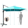 thumbnail image 3 of Costway Parasol Déporté de Patio 10 Pieds X 13 Pieds en Aluminium, Rotation 360°, Inclinaison, Turquoise, 3 of 10