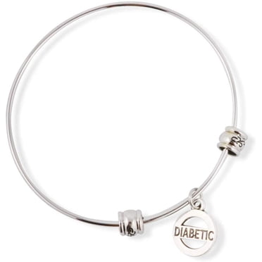 Bracelet Jonc d'Alerte Médicale pour Diabétiques en Acier Inoxydable, Cadeau pour Femmes et Hommes, Bijou de Sensibilisation