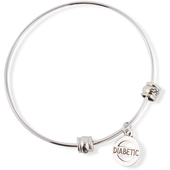 Medical Alert Diabetic ID Bracelet Bangle Stainless Steel Gift for Women and Men Awareness Jewelry