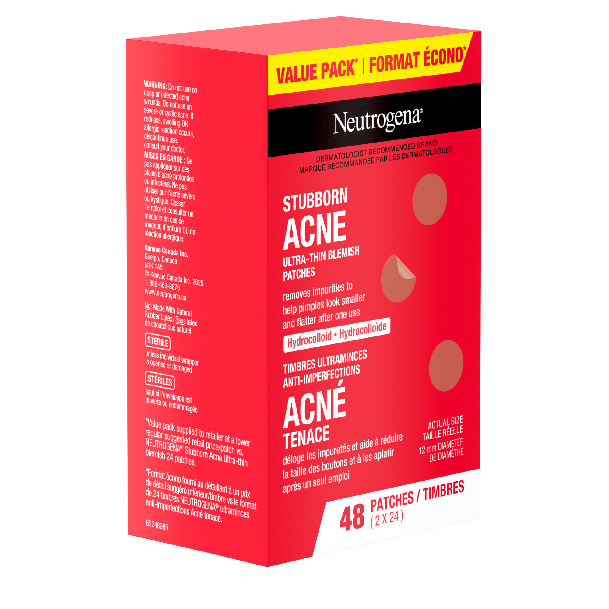 Neutrogena Stubborn Acne Blemish Patches, Hydrocolloid Spot Treatment, Pimple Care Patch, Hypoallergenic, Duo Pack