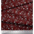 thumbnail image 3 of Soimoi Poly Georgette Fabric Leaves & Floral Block Printed Craft Fabric by The Yard 42 Inch Wide, 3 of 3