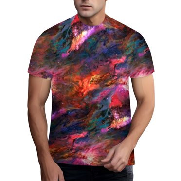 LUOGENLI T-shirts pour Homme pour Hommes 2025 Graffitis Colorés T-Shirt Pigmenté Imprimé 3D pour Homme Tee T-shirts Hommes Blanc Vêtements d'Été Tee T-shirts Hommes Blanc Saint-Valentin Rouge m