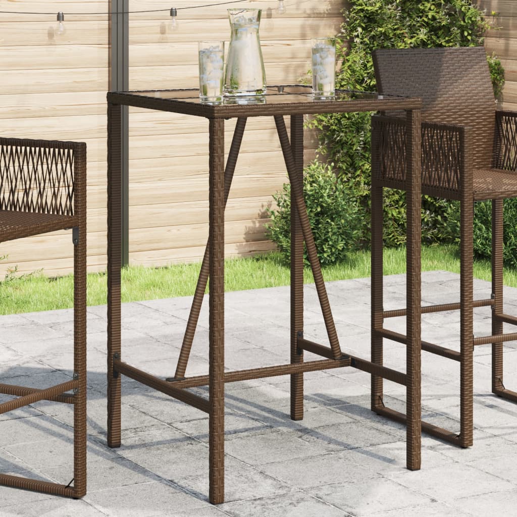 vidaXL Table de Bar Extérieur Marron 70x70x110 cm Rotin Poly