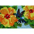 thumbnail image 1 of Kit de Fabrication de Tapis / Fleurs Jaunes Colibri avec Crochet, 1 of 1