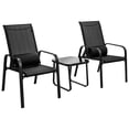thumbnail image 1 of Patiojoy Ensemble Bistro de 3 Pcs pour Patio, Chaises Empilables à Dossier Réglable et Table d'Appoint, Ensemble Classique de Meubles pour Jardin, Noir, 1 of 9