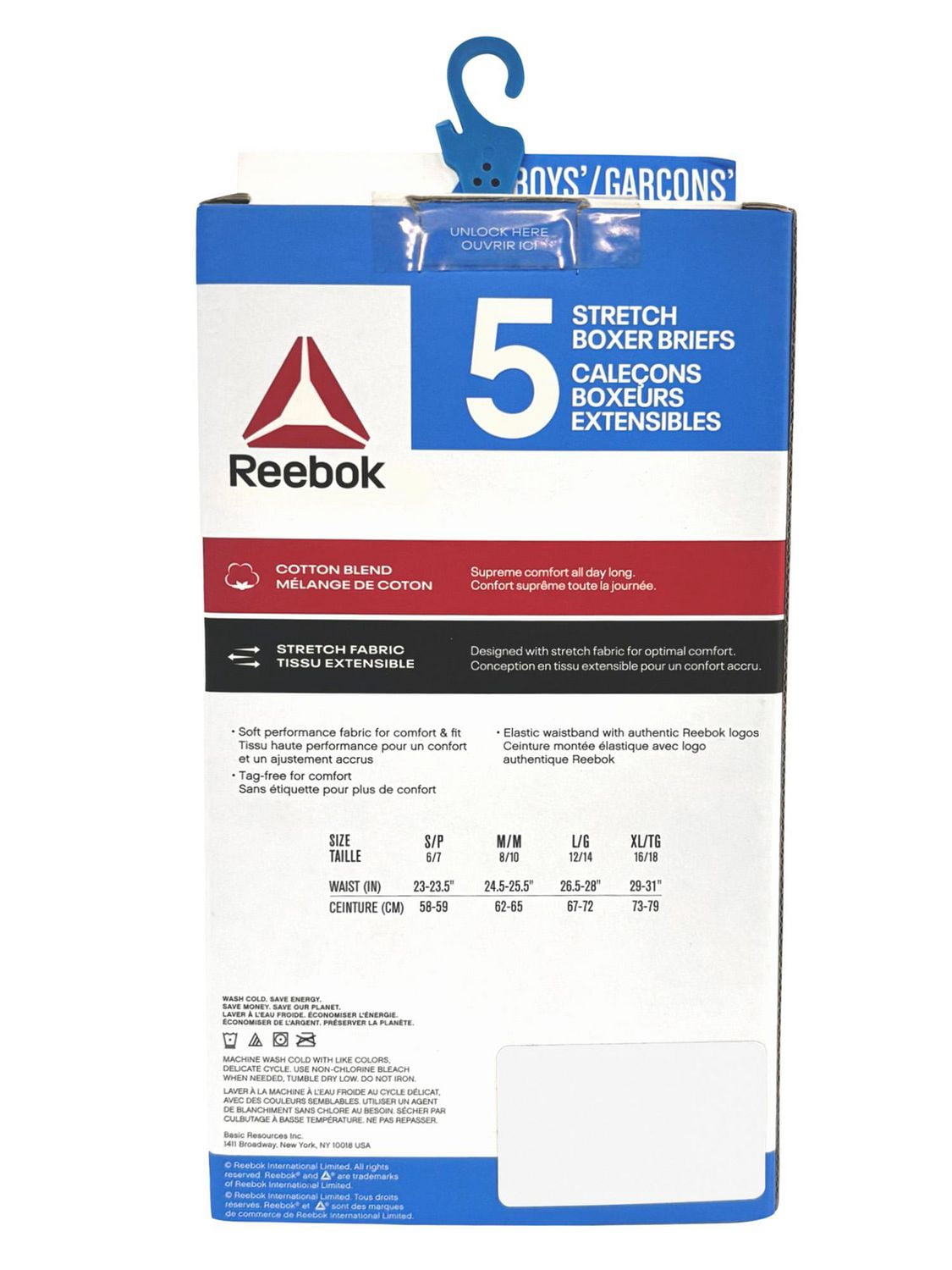 Boxer-briefs extensibles en coton Reebok pour garçons, paquet de 5