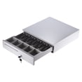 thumbnail image 3 of Boîte Tiroir-Caisse Électronique Robuste Rangement 5 Billets 5 Plateaux à Pièces Prise en Charge de l'Entrée de Chèques Ouverture Automatique Manuelle Verrouillage par Clé RJ11 pour Imprimante Epson Star POS Caisse Enregistreuse - Plateau à Pièces Réglable Mobile, 3 of 8