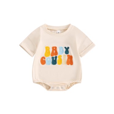 EYIIYE Barboteuse d'Été pour Bébés Filles Garçons 3M 6M 12M 18M Nouveau-Né Combinaison à Manches Courtes T-shirt Col Ras du Cou Justaucorps avec Broderie de Lettres Tout-Petit Mignon Décontracté Quotidien Confortable Doux Barboteuses Vêtements