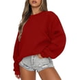 thumbnail image 2 of EGNMCR Chandail pour Femmes d'Hiver Coupe Ample Décontracté à Manches Longues Mode Col Ras du Cou Chandails Surdimensionnés Chandail à Enfiler pour Femmes, 2 of 6