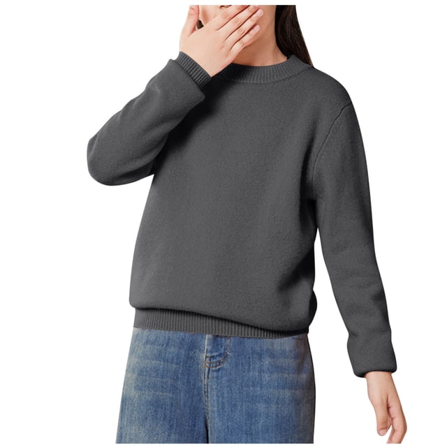 Timegard Winter Baby Clothes Fall Boy Girls Knit Comfy Warm Pullover Casual Loose Kids Solid Color Tops