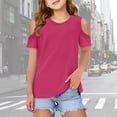 thumbnail image 2 of PMVFHDE T-Shirt à Manches Courtes d'Été Uni pour Enfants à Col Rond - Haut Léger, Respirant et Doux Rose Vif, 3-4 Ans, 2 of 5