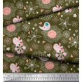thumbnail image 3 of Soimoi Poly Crepe Fabric Heart,Floral & Bird Kids Print Fabric by The Yard 42 Inch Wide, 3 of 3
