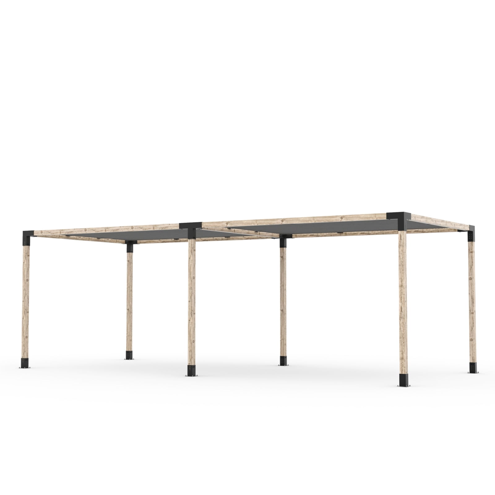 Toja kit de pergola double 8' x 24' avec 2 voiles d’ombre pour poteaux en bois 4x4