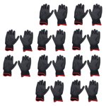 Work Gloves Men, Work Gloves Pack 10 Pairs Safety Work Gloves PU Coated Static Proof Nylon General Black with Red Edge for Lab, Electronic Workshop, Gardening