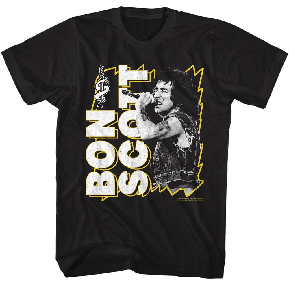 Bon Scott T-Shirt pour Adulte Noir à Cadre Lightning AC/DC