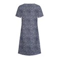 thumbnail image 4 of QJUHUNG Midi pour Femmes Été Décontracté Ample Bohème à Imprimé Floral Col Ras du Cou Manches Courtes Longueur Genou Robe Froncée avec Poches, 4 of 4