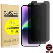 2 Pack iPhone 14 Privacy Screen Protector 6.1 Inch, 9H Anti Spy Dark Tempered Glass Screen Protector for iPhone 14, Easy Installation, Bubble Free