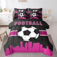 thumbnail image 1 of YST Ensemble Douillette 7 Pcs pour Lit en Sac, Thème Sportif, Format Simple, Noir Rose, 1 of 4