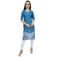 thumbnail image 2 of Bimba Tunique Imprimée pour Femme Kurti Kurta en Georgette Bleue Blouse Indienne Longue-16, 2 of 7
