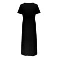 thumbnail image 5 of adviicd Robes de Plage d'Été pour Femmes Robe Bohème Tribale à Manches Courtes Col en V avec Nœud dans le Dos Robe d'Été Noire,P, 5 of 5