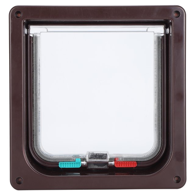 Porte à Clapet pour Chat, Étanche Transparente Résistante aux Intempéries Durable 4 Modes de Commutation Porte à Clapet pour Animal pour Intérieur et Extérieur pour la Maison Blanc,Brun