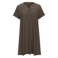 thumbnail image 4 of Penkiiy Robes Grande Taille pour Femmes aux Formes Robe Ample Dames Robe d'Été de Détente Aguichant Petite Col en V Manches Courtes Robe Décontractée L Vert Armée, 4 of 5