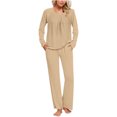 thumbnail image 2 of Timegard Ensembles de Pyjamas pour Femmes Confortables, Haut à Manches Longues Froncé à Col Rond et Pantalon, Tenues de Pyjama Amples pour l'Automne, 2 of 6