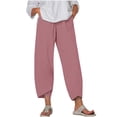 thumbnail image 1 of Timegard Plus Size Pants for Women Elastic Waist Solid Color Comfy Fall Casual Crop Pants with Pockets, 1 of 5