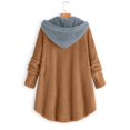 thumbnail image 3 of Womens Cardigan Plus Size Button Plush Tops Hooded Loose Cardigan Wool Coat Winter Jacket Navy Xl, 3 of 3