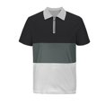 thumbnail image 4 of Chemises pour Hommes, Mode Décontractée Couleur Unie Fermeture Éclair Manches Courtes Col Rabattu Blouse, 4 of 6