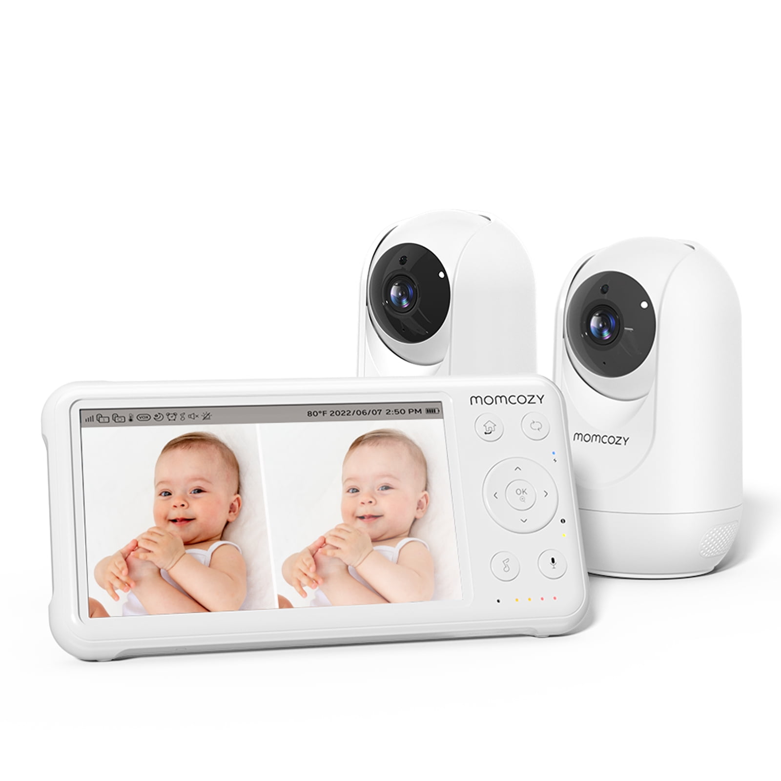 Momcozy Video Baby Monitor, 1080P 5" HD Baby Monitor with Camera and Audio, Infrared Night Vision, 5000mAh Battery, 2-Way Audio, Wide-angle View Temperature Sensor Lullabies