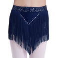 thumbnail image 1 of renvena Jupe de Danse Performance Salsa Rumba à Franges pour Filles Enfants, Bleu Marine 6, 1 of 7