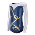 thumbnail image 3 of Girls Long Sleeve Shiny Golden Swirl Athletic Dance Gymnastic Leotards Bodysuit, 3 of 6