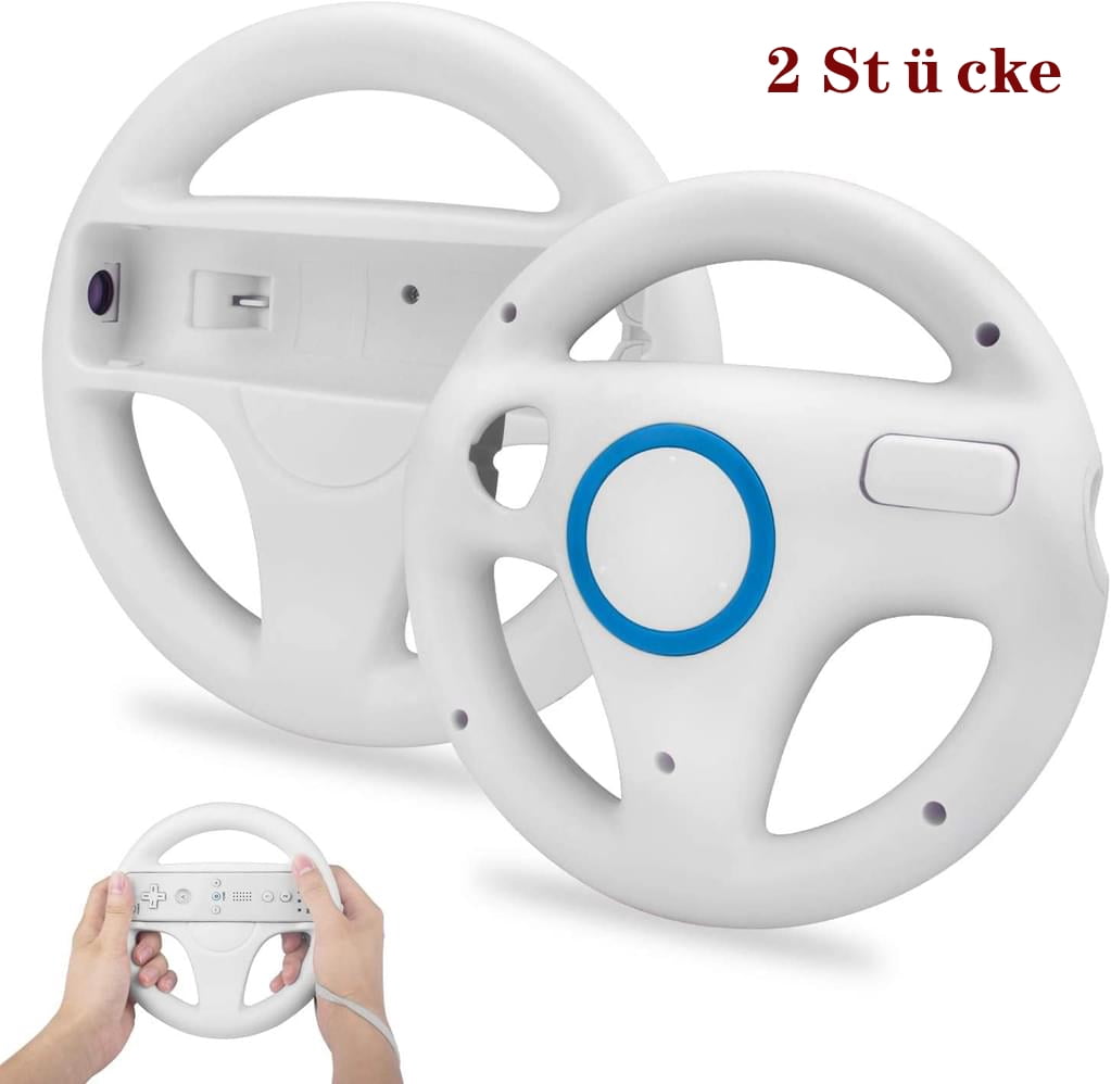 2 Pcs Wii Mario Volant Contrôleur de Volant, Techken Wii Mario Kart Volant Course
