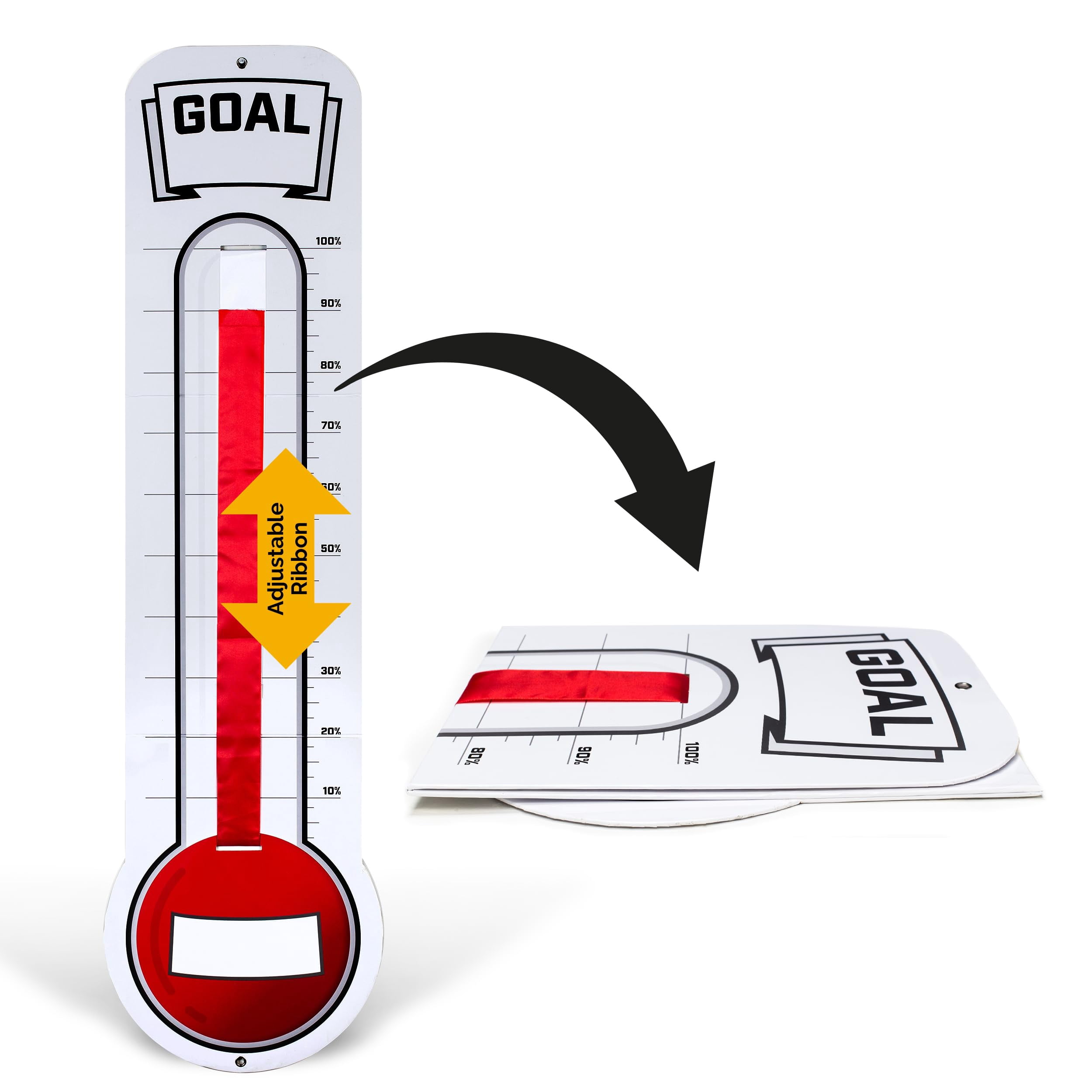 Fundraising Thermometer Chart Goal Tracker | Dry Erase Goal Setting Wall Mounted Thermometer | Giant Sales Goal Board with Pull-Through Ribbon Progress Tracker (46��� x 12���) by ORCA