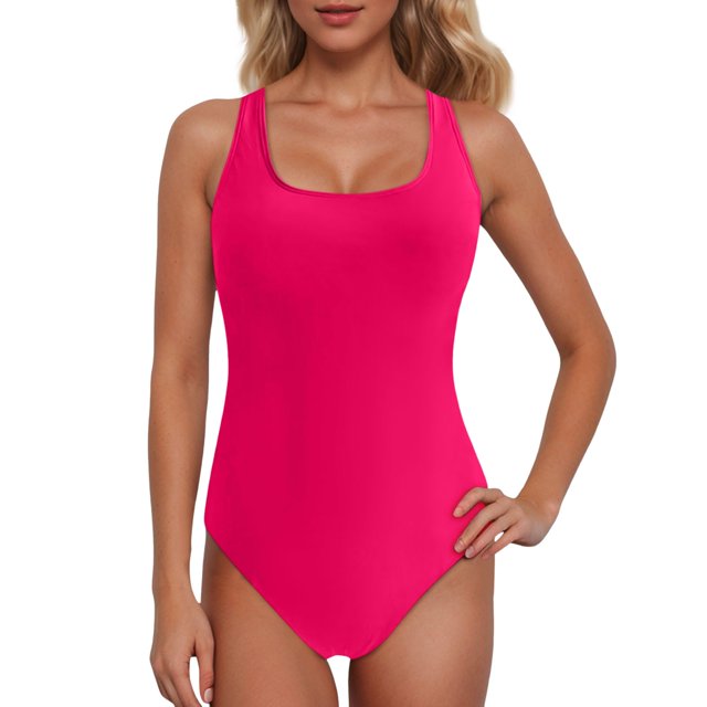 Women's Athletic Racerback Swimsuit - Color Block Boyleg Bathing Suit - Removable Padding - Nylon/Spandex - S-XXL - Lap Swimming