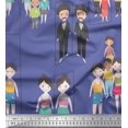 thumbnail image 1 of Soimoi Purple Silk Fabric Mirror Theme Human Figure Printed Fabric 1 Yard 42 Inch Wide, 1 of 1