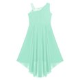 thumbnail image 4 of RUNQHUI Robe Pailletée Sans Manches pour Fille, Bretelles Asymétriques, Nœud Torsadé, Mariage, Fête, Maxi Vert Menthe 8, 4 of 7