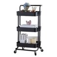 thumbnail image 2 of Storage Trolley Plastic Simple 3 Tiers Rack Cart Rolling Utility Cart with Wheel, 2 of 9