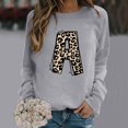 thumbnail image 1 of Liquidation à 50 % Chandail Surdimensionné pour Femmes 2023 Mode Décontractée Manches Longues Col Rond Imprimé Chandail pour Dames Hauts Blouse, 1 of 3