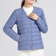 thumbnail image 3 of Cameland Women's Solid Color Lightweight Down Jacket V-neck Short Jacket Long Sleeved Cotton Jacket, 3 of 3