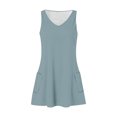 thumbnail image 3 of Timegard Robes pour Femmes Col en V Été Décontracté Robes T-Shirt Sortie de Plage Robe Débardeur avec Poches, 3 of 5