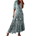 thumbnail image 1 of Weiqiqre Robe d'Été Bohème pour Femme 2025 à Volants, Manches Courtes, à Franges, Col en V, à Volants, Fluide, Ligne A, Maxi Robes, 1 of 8