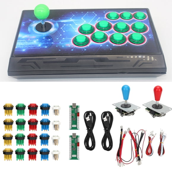 Support Burst Keys Game Rocker, Multifunction Rocker, For Double Players Children Double DIY Fighting Game-Colorful