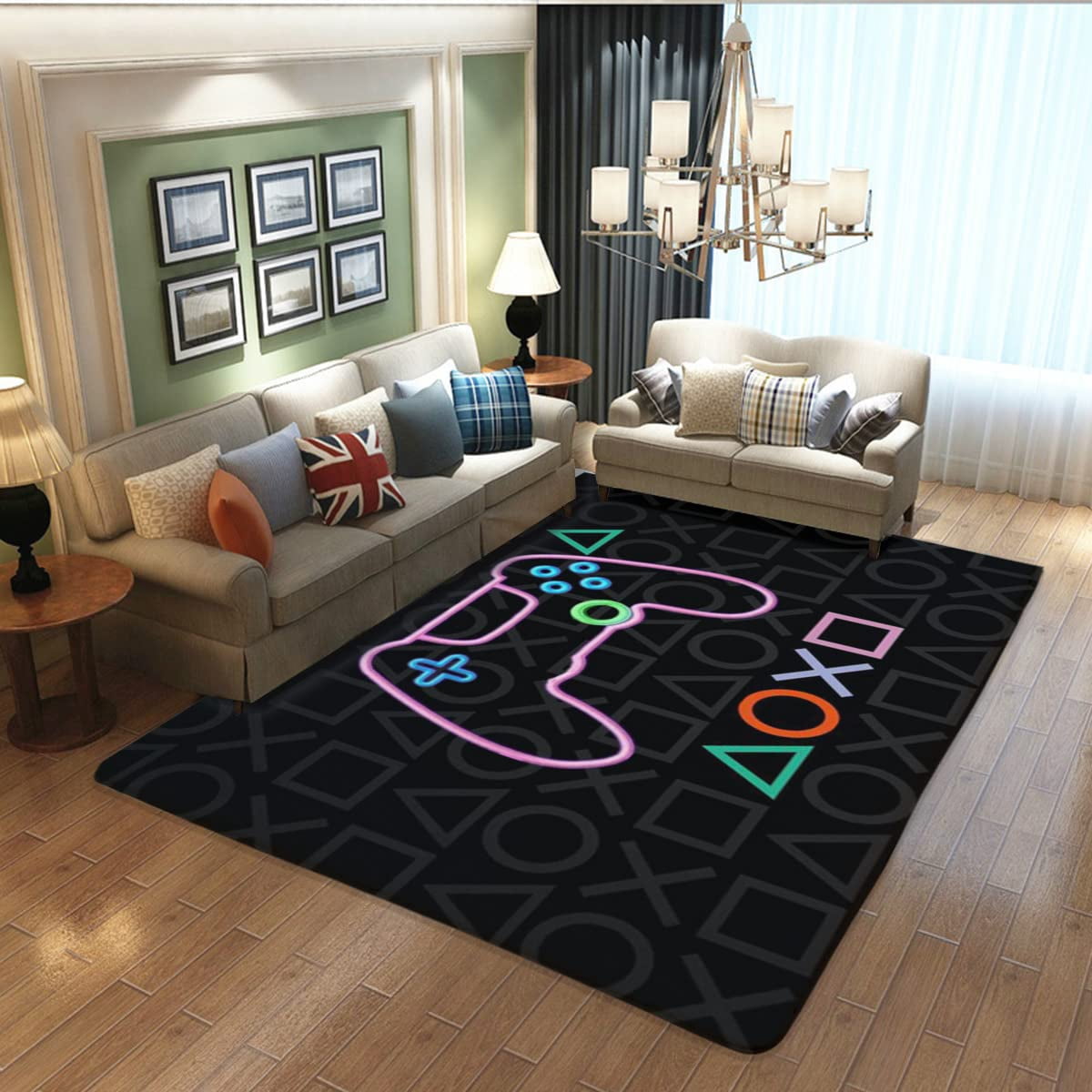 Teen Boys Carpets Printed Gamepad Living Room Mat Gamer Bedroom Area Rugs Controller Player Home Decor Non-Slip Crystal Sofa Floor 60*120cm