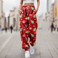 thumbnail image 2 of LUOGENLI Pantalon Décontracté pour Femme Pantalon Décontracté à Imprimé de Dessins Animés pour Dame Pantalon Décontracté en Coton Femmes Grande Taille Short Pantalon Habillé Décontracté pour Femmes Jambe Droite Rouge m, 2 of 4