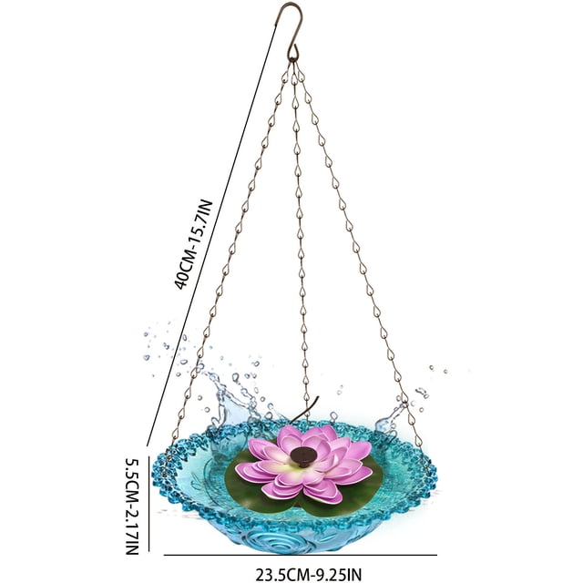 JJKBVCLO Hanging Bird Bath With Solar Functional Bird Bath Bubbler Birdbath Water For Hummingbird Feeder Drinking