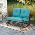 thumbnail image 4 of Costway Glider Outdoor Patio Rocking Bench Loveseat Cushioned Seat Steel Frame Turquoise Turquoise, 4 of 7