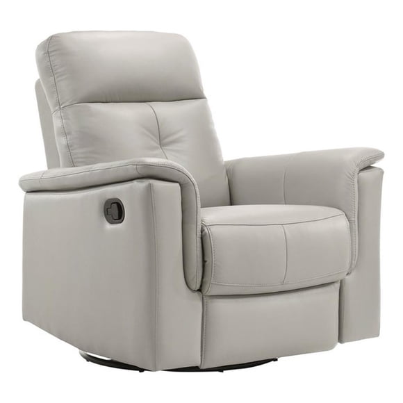 Lexicon Bristow Leather Match Swivel Glider Reclining Chair in Silver