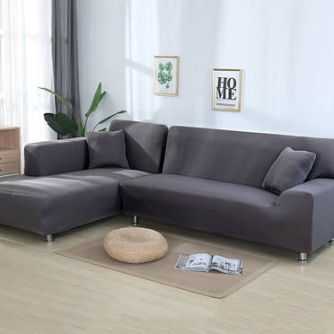 Labymos Elastic Sofa Cover All-Inclusive Universal Cover L-shaped Concubine Sofa Cover Leather Sofa Cover Full Cover Combination Four Seasons Wholesale 08 Gray blue 08 Double seat 145-185cm